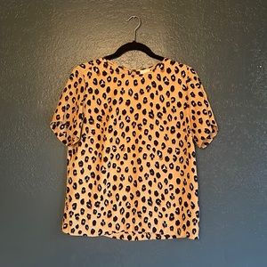 Leopard Print Dressy Crew Neck Blouse